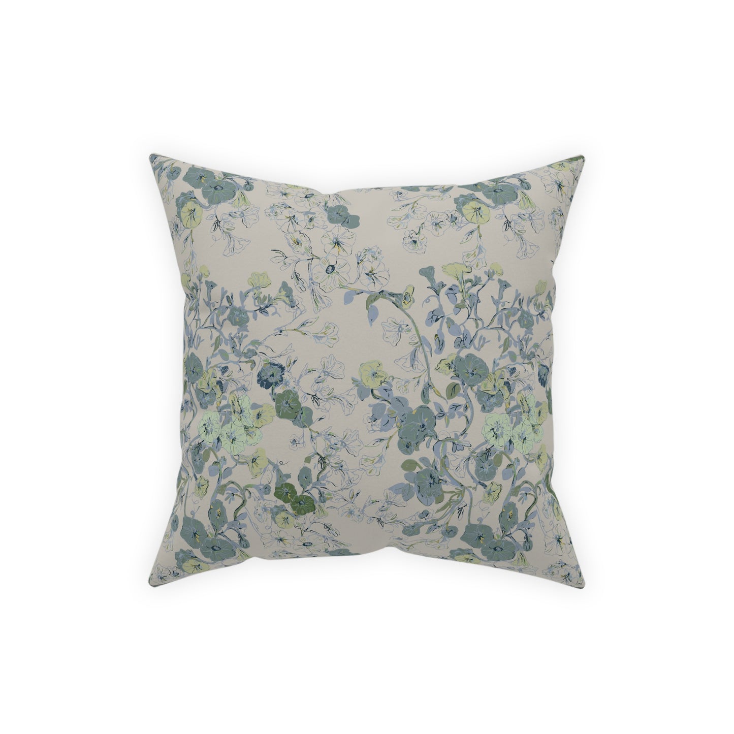 Hanging Baskets antique blue -Broadcloth Pillow