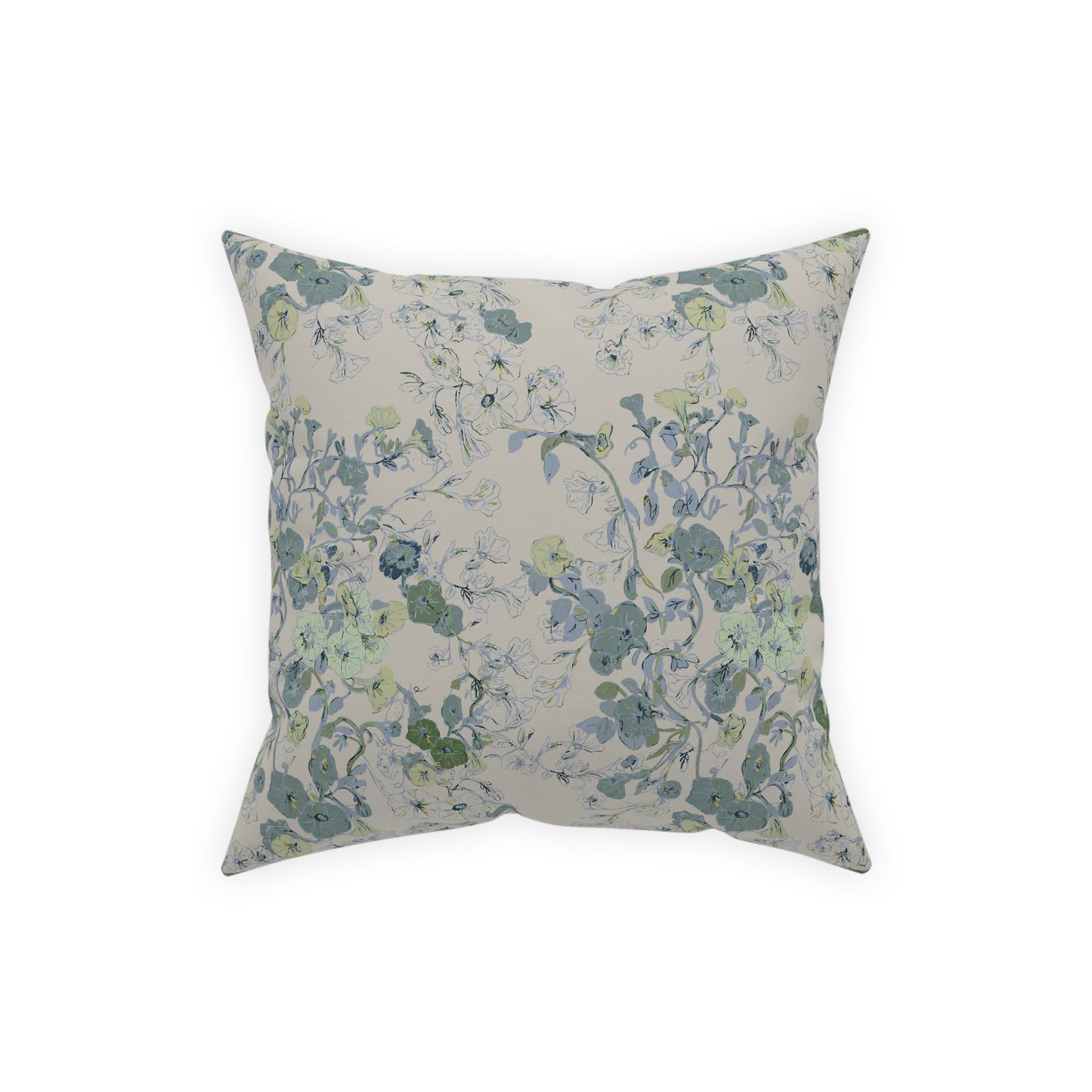 Hanging Baskets antique blue -Broadcloth Pillow