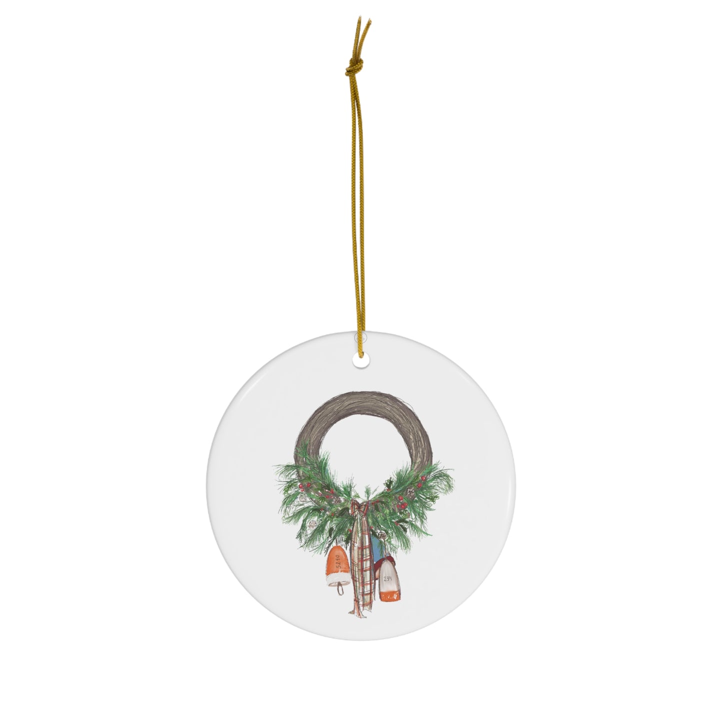 Christmas Buoy Ceramic Ornament, 4 Shapes