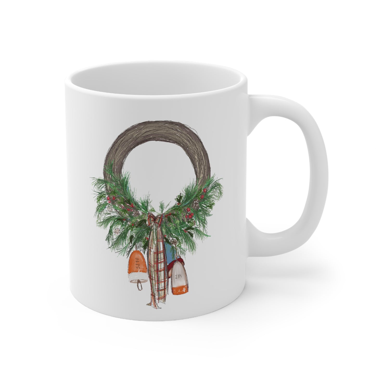 Buoy Christmas Wreath Ceramic Mug 11oz