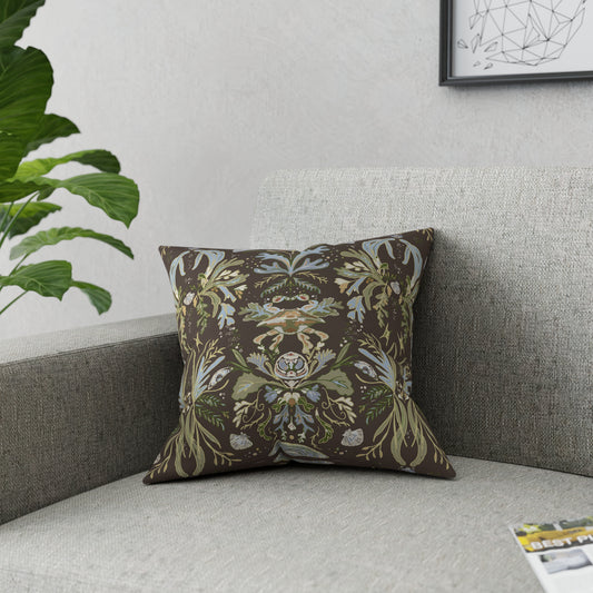 Chocolate Crab Damask- high tide & low tide-Broadcloth Pillow