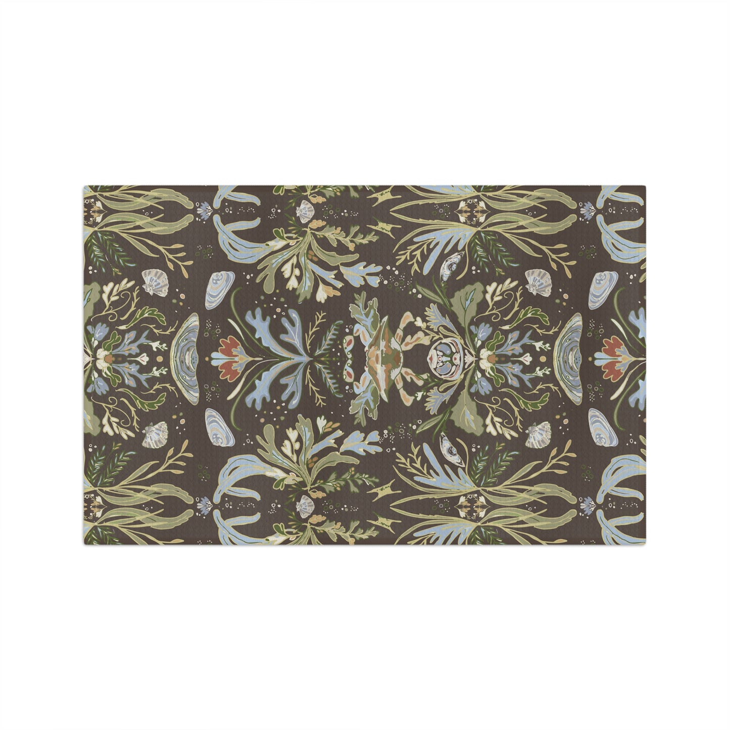 Crab Damask Chocolate Soft Tea Towel
