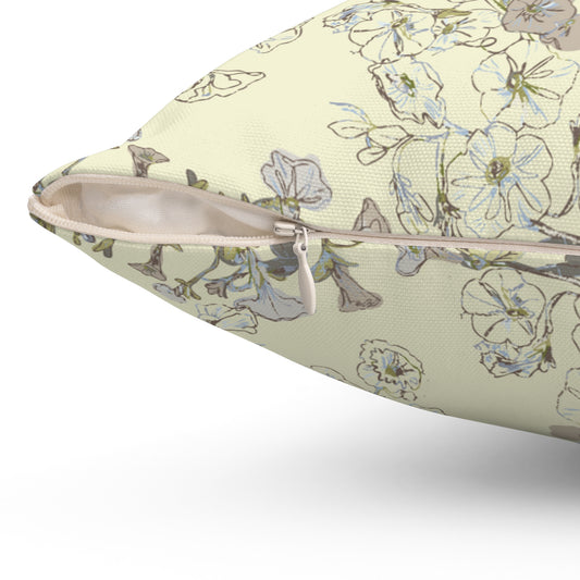 Hanging Baskets in Yellow Spun Polyester Square Pillow