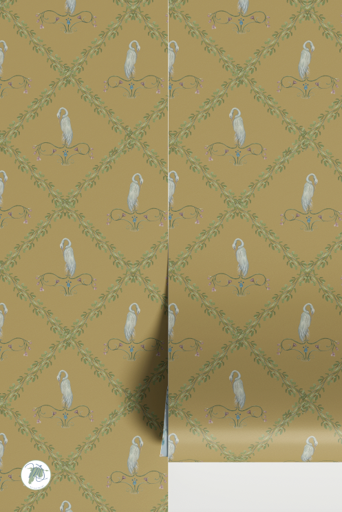 Patterned paper with decorative design on a gold background