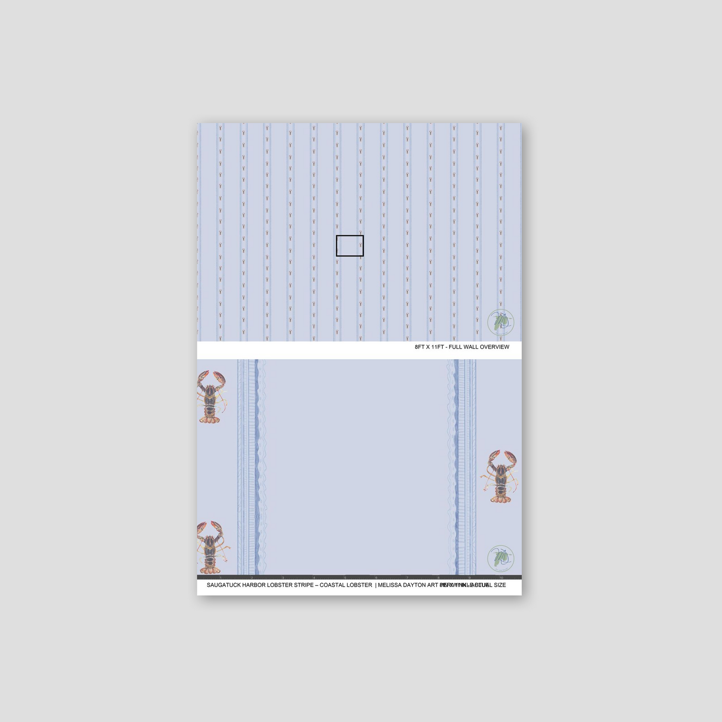 Patterned paper with lobster design on a light gray background