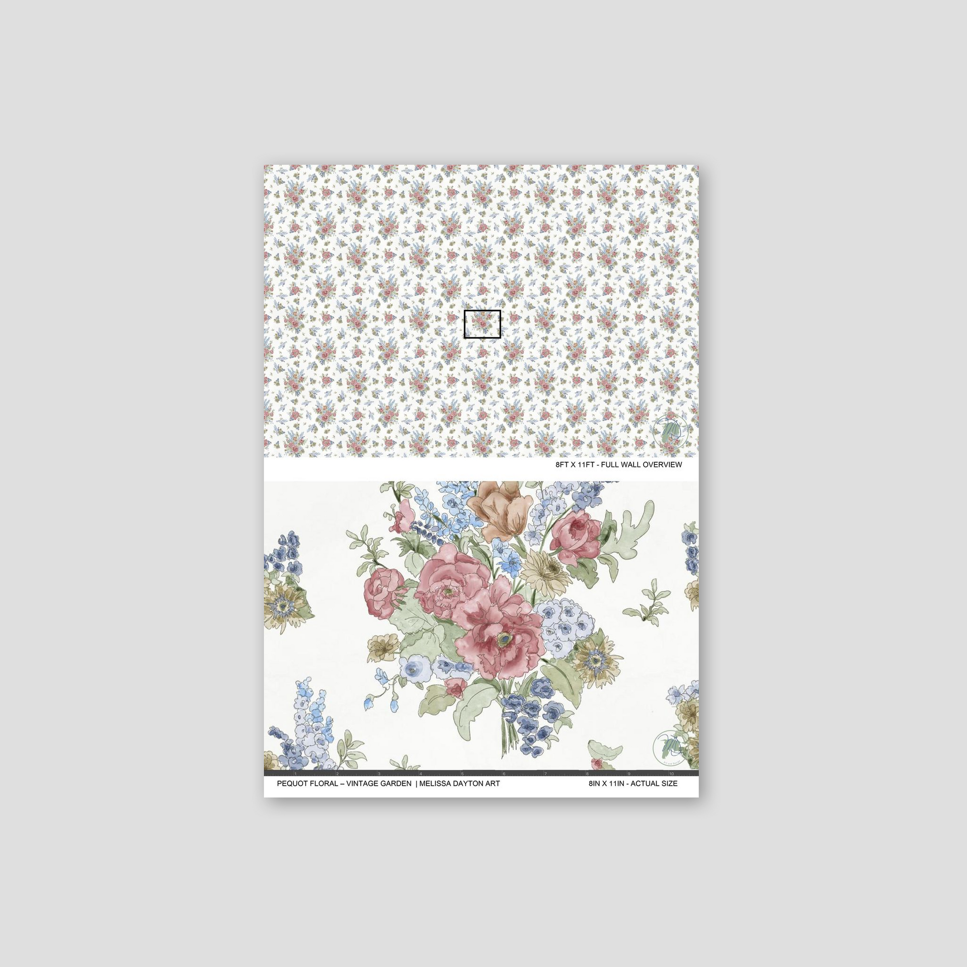 Floral patterned notebook on a gray background