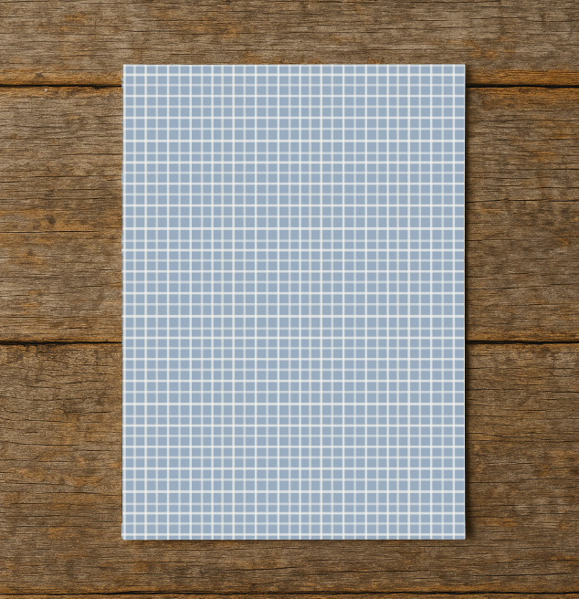 Checkered paper on a wooden surface