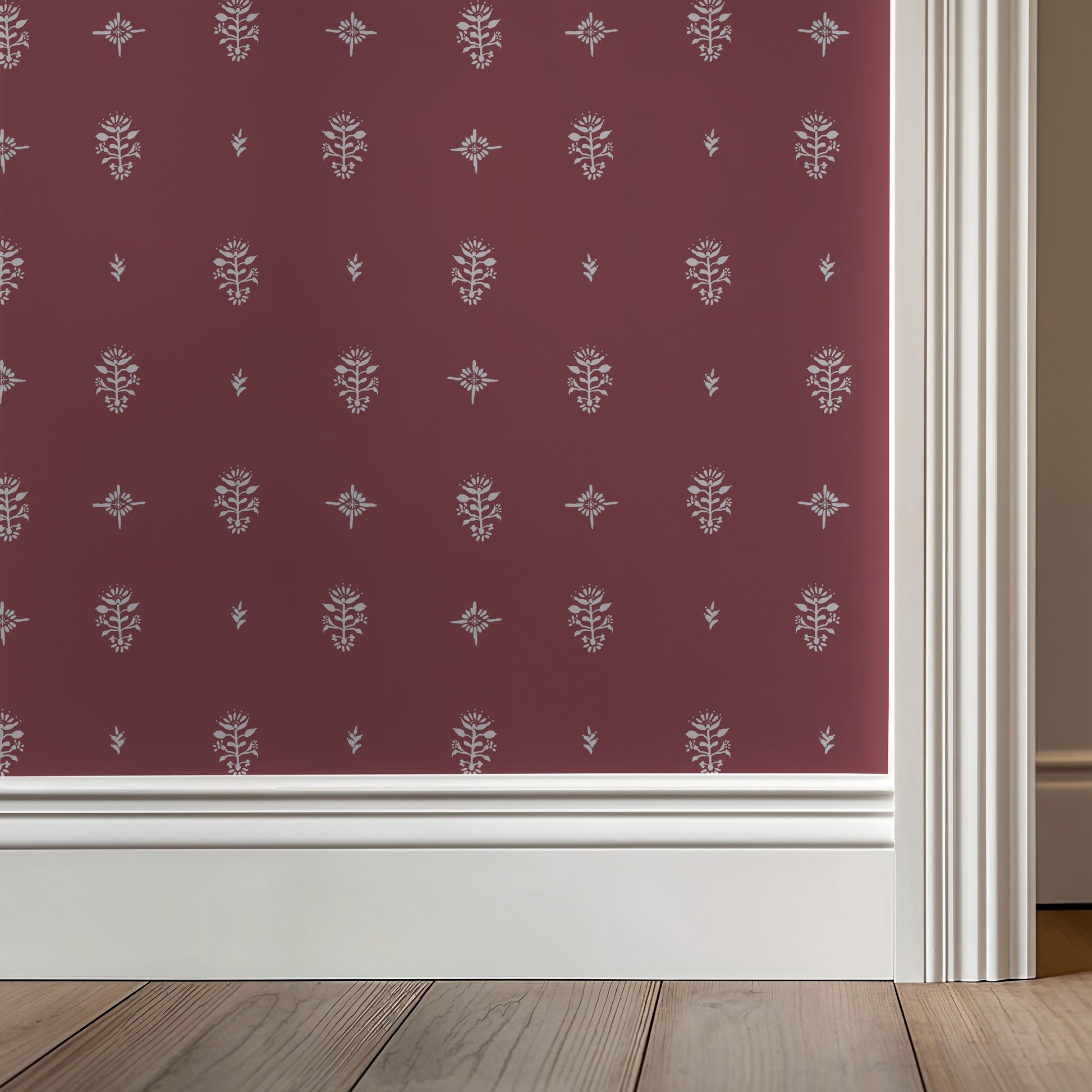 Wallpaper with a subtle pattern on a red background
