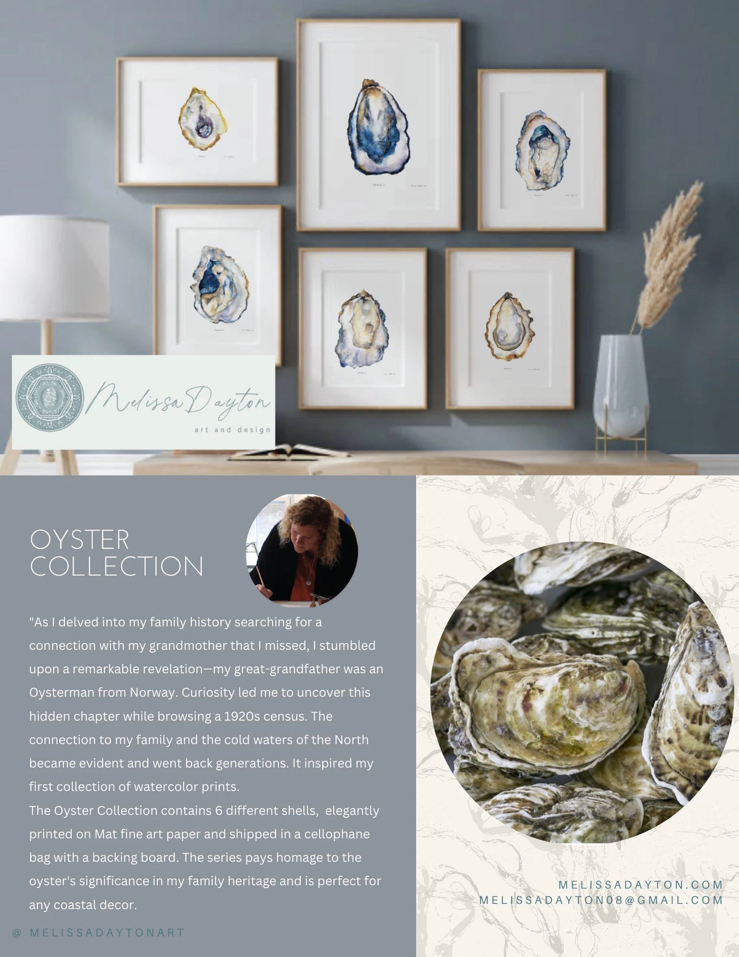 The Oyster Series — Set of 6 Coastal Watercolor Prints | Melissa Dayton| Unframed