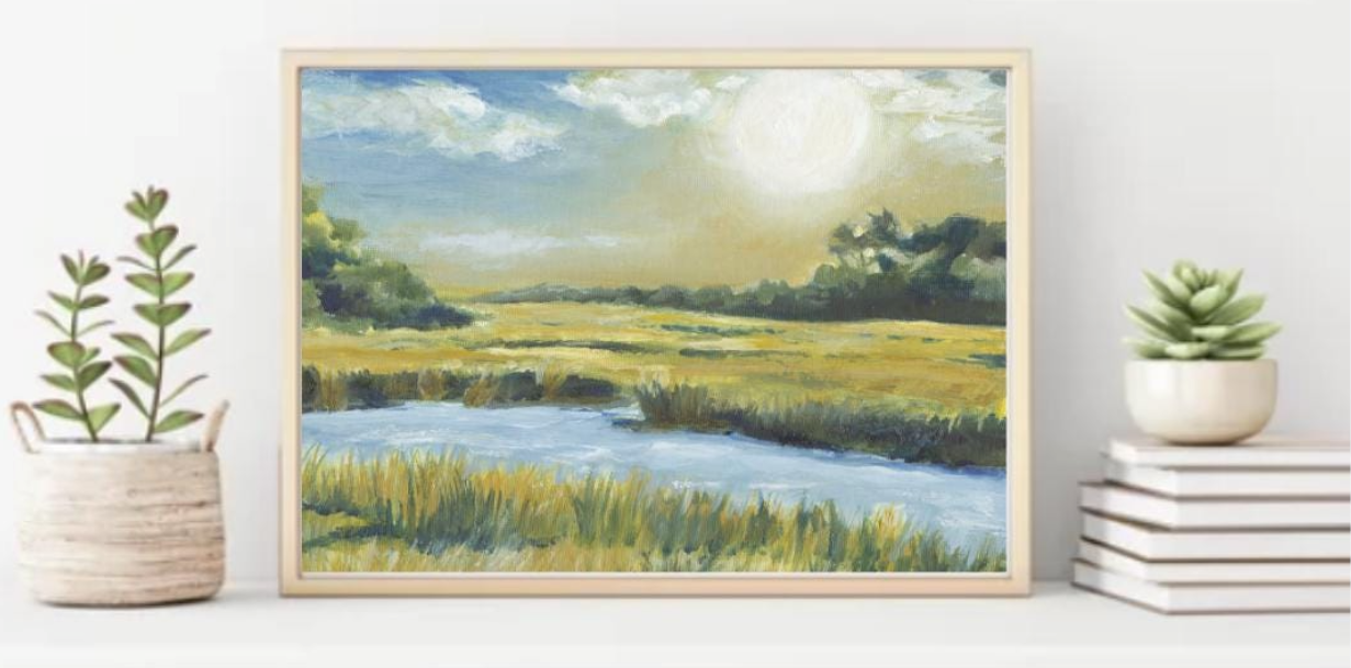 Marsh Art Print Evening- Unframed