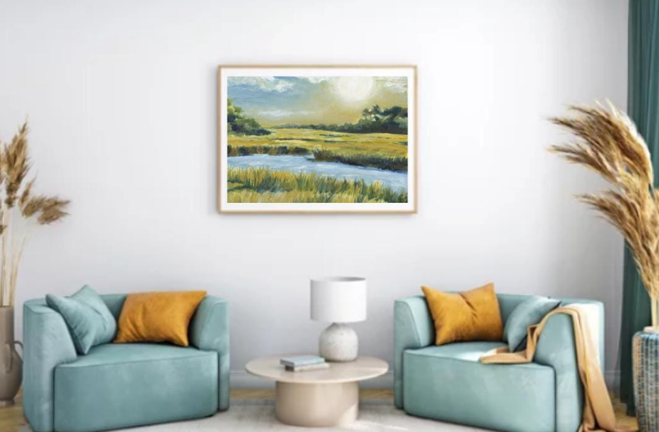 Marsh Art Print Evening- Unframed