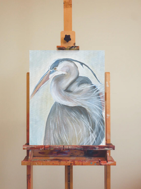 Heron III – Coastal Heron Art Print in Warm & Cool Tones (Unframed)