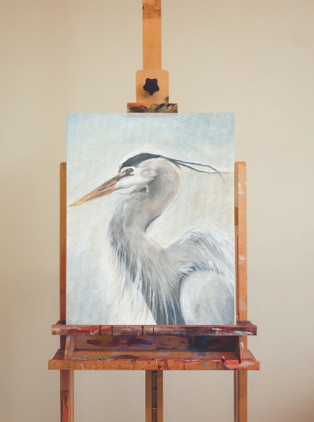 Heron I – Coastal Bird Art Print in Soft Neutrals (Unframed)
