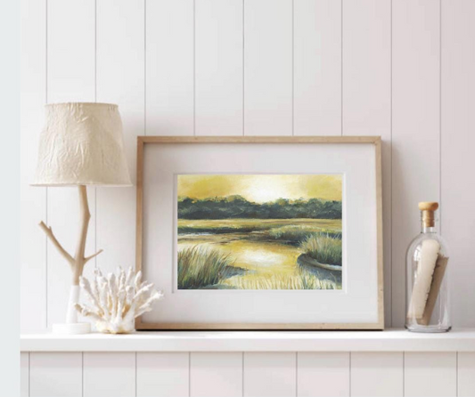 Marsh Art Print Golden Hour- Unframed