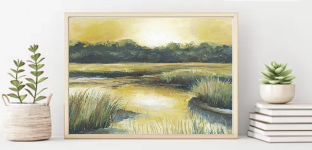 Marsh Art Print Golden Hour- Unframed