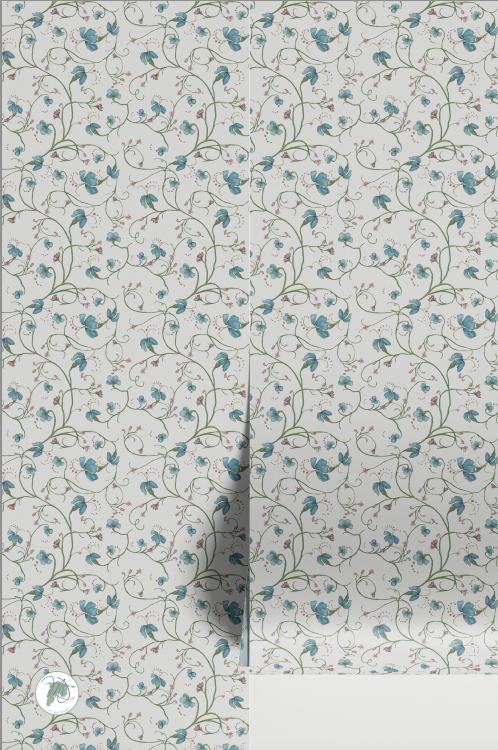 Manor Lady Ashbourne Spiral Fleur Wallpaper Stone