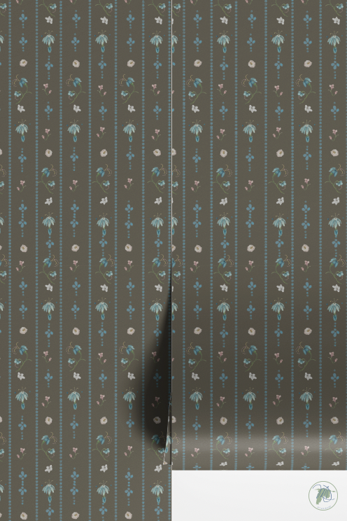 Manor Cloister Sprig Dainty Fleur Wallpaper Chocolate Brown