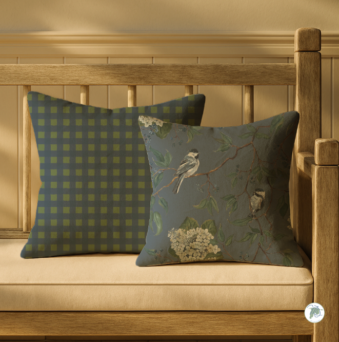 Sunken Garden in Deep Blue Navy Premium Pillow