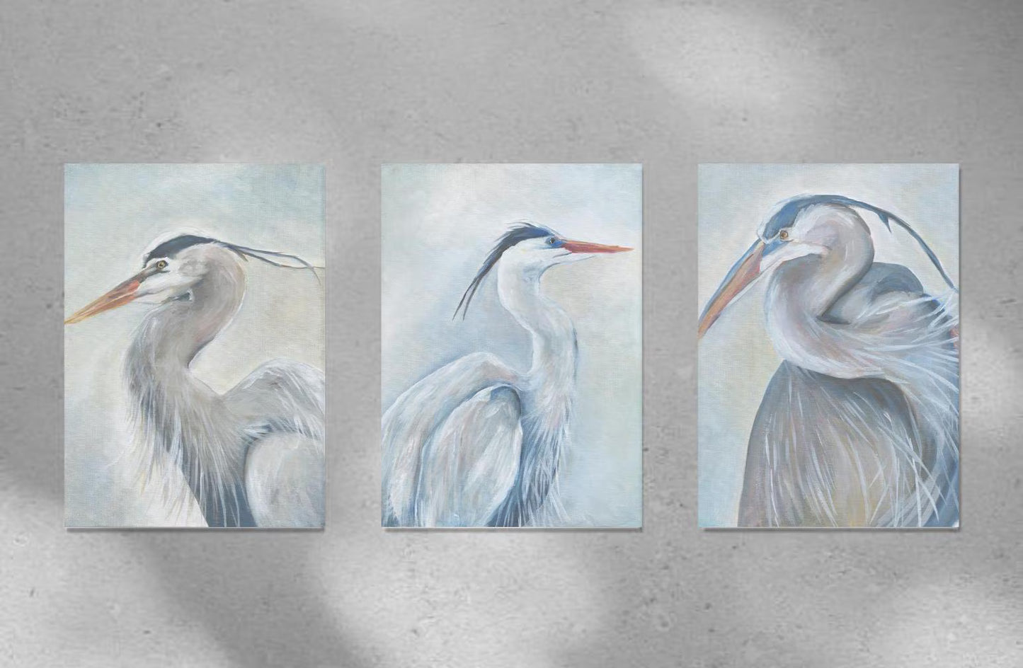 The Heron Trio — Set of 3 Coastal Heron Art Prints | Melissa Dayton