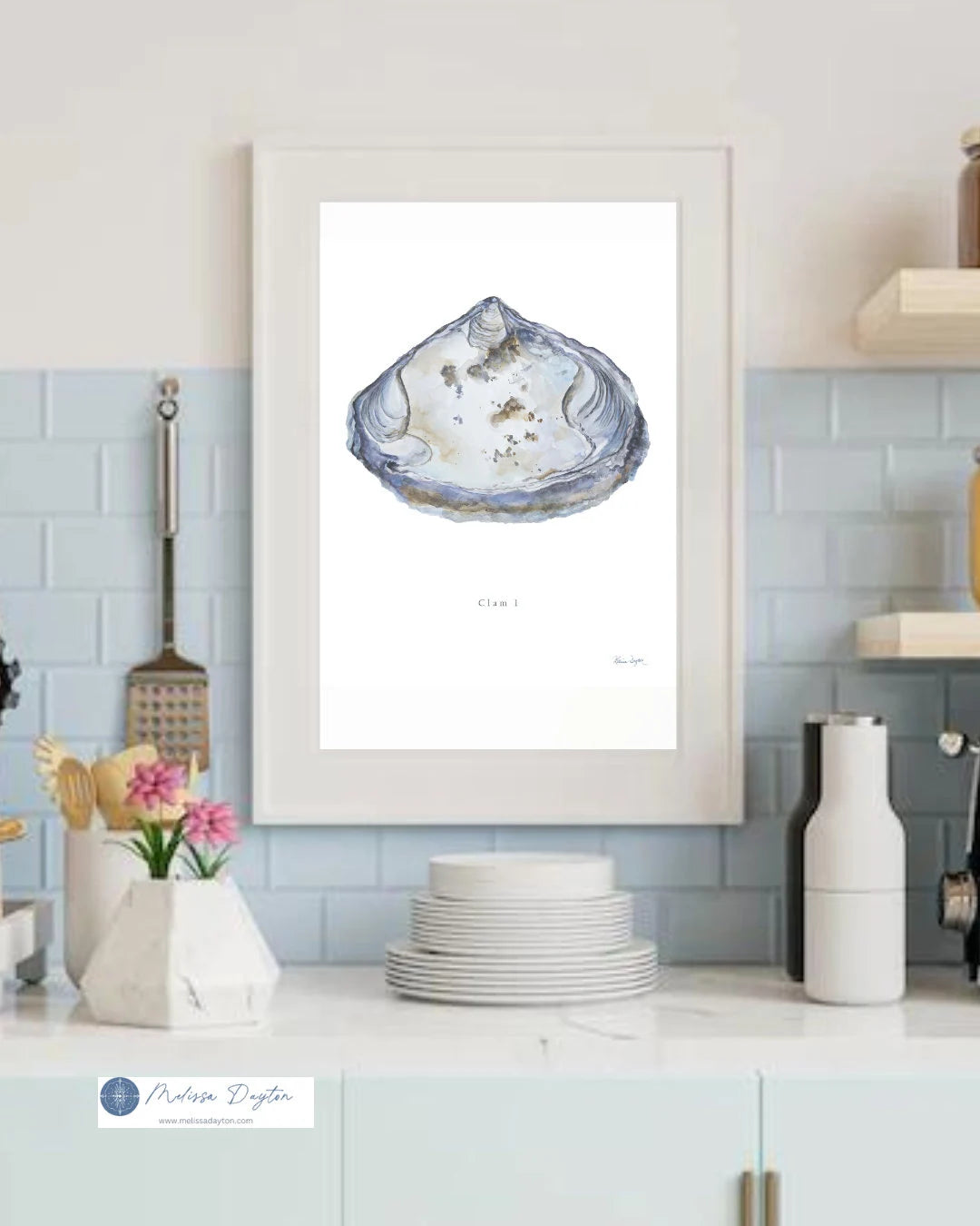 The Clam Series — Complete Set of 6 Coastal Watercolor Prints | Gallery Wall |Melissa Dayton |unframed
