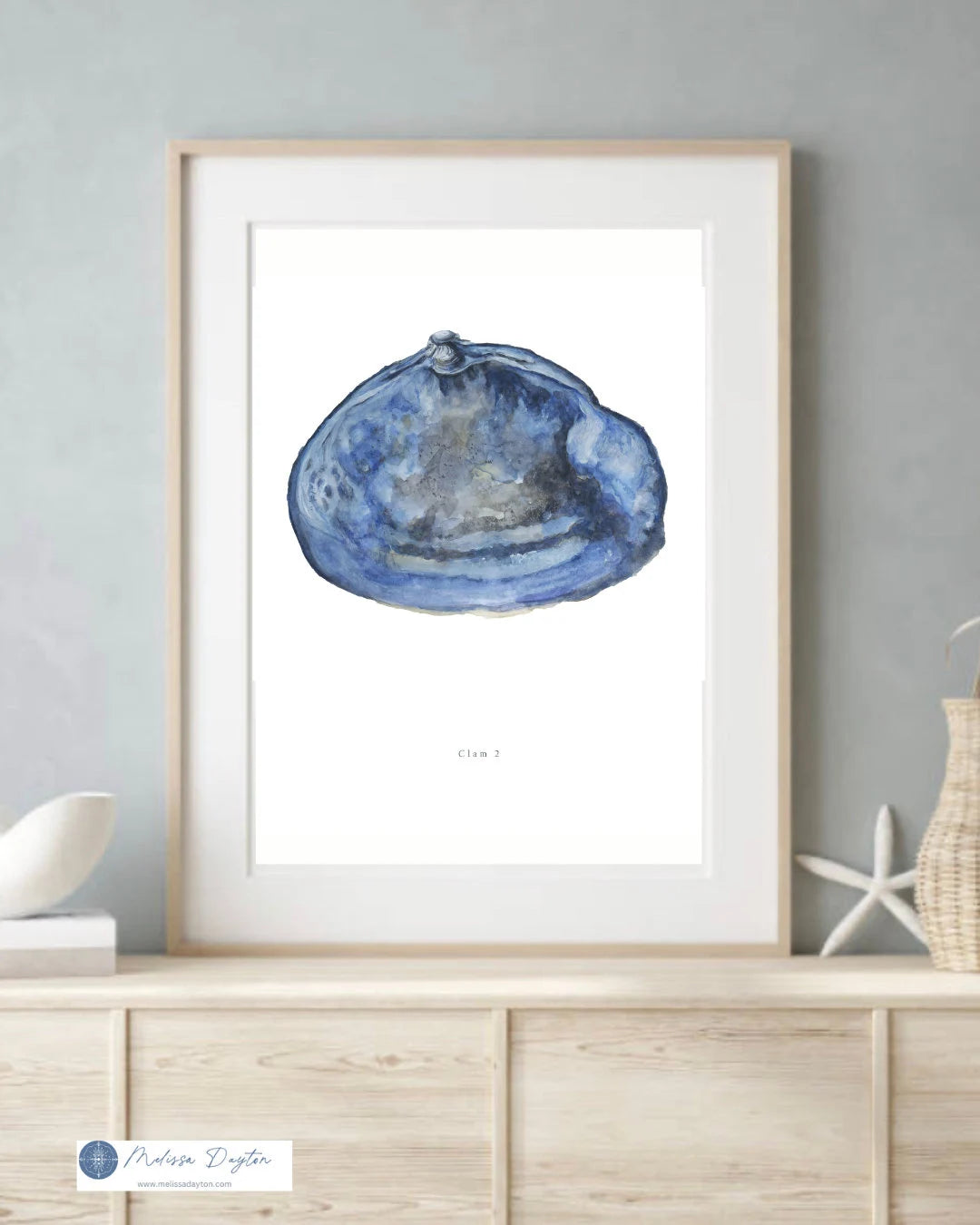 Clam 3 — Coastal Clam Shell Watercolor Print | Beach House Wall Art