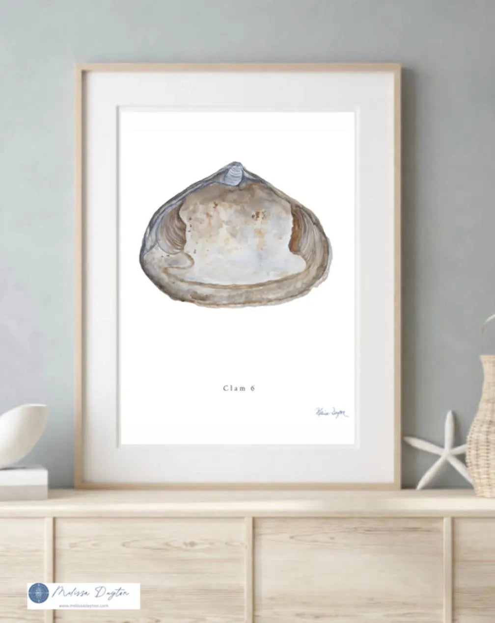 The Clam Series — Complete Set of 6 Coastal Watercolor Prints | Gallery Wall |Melissa Dayton |unframed