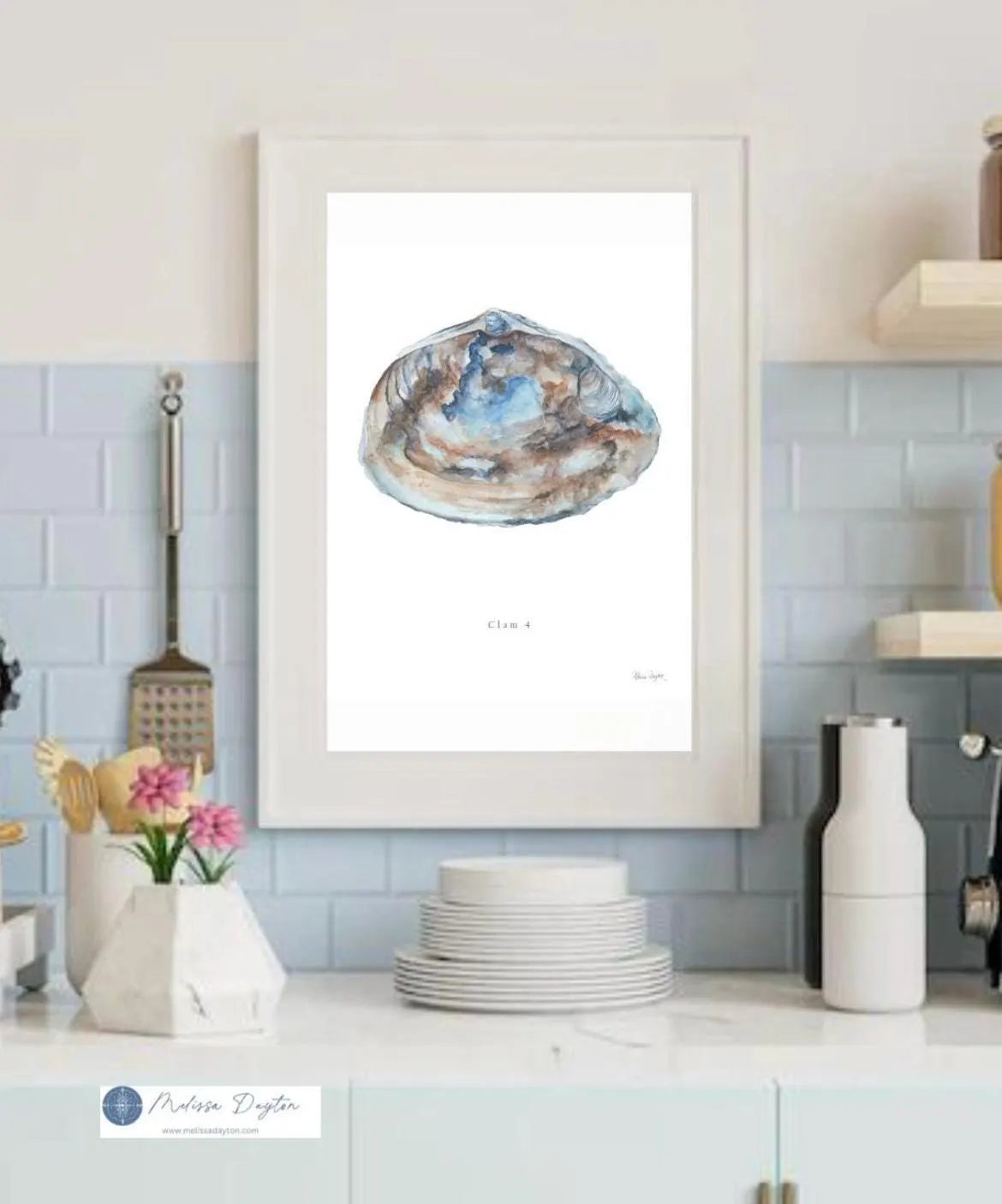 The Clam Series — Complete Set of 6 Coastal Watercolor Prints | Gallery Wall |Melissa Dayton |unframed