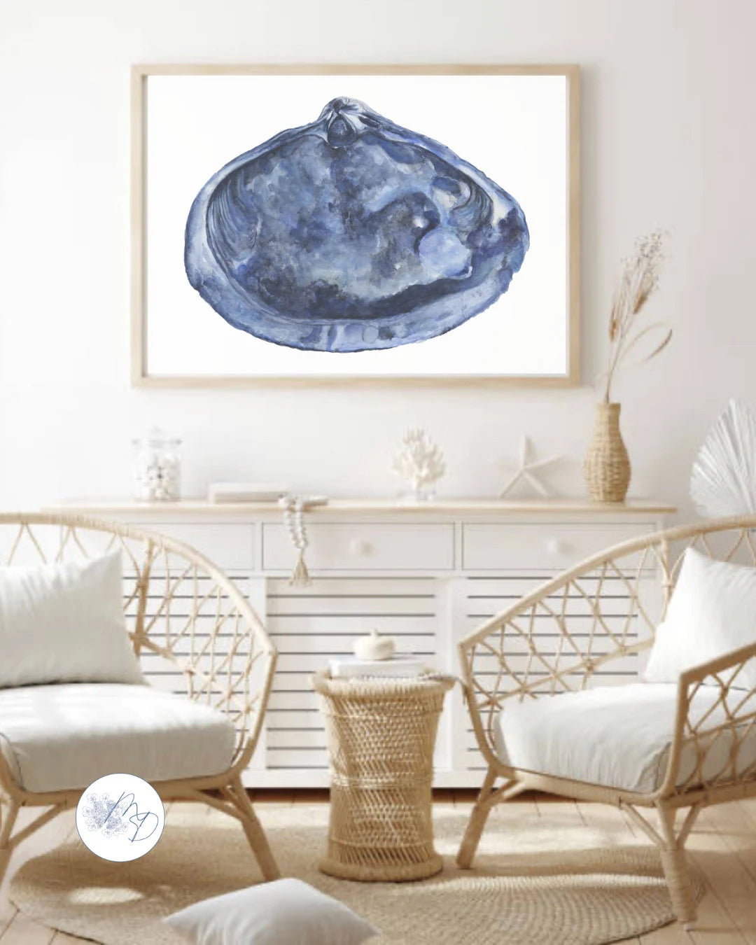 Clam 5 — Coastal Clam Shell Watercolor Print | Beach House Wall Art