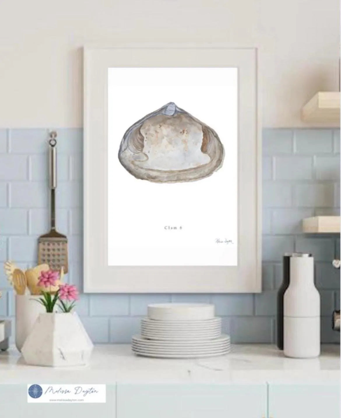 Clam 6 — Coastal Clam Shell Watercolor Print | Beach House Wall Art