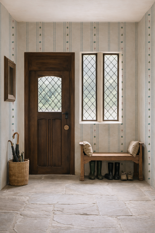 Dainty Garden Stripe Wallpaper  Stone