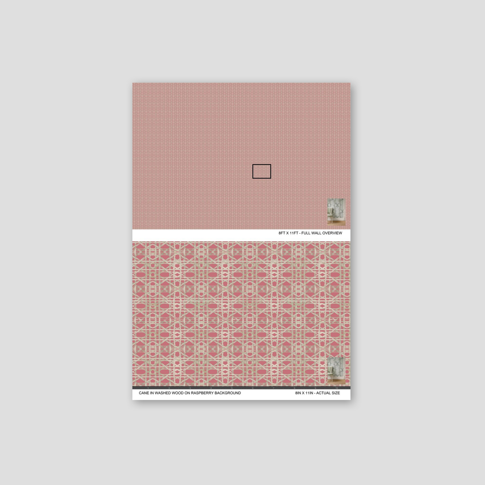 Geometric lattice beige pattern on raspberry background wallpaper sample.