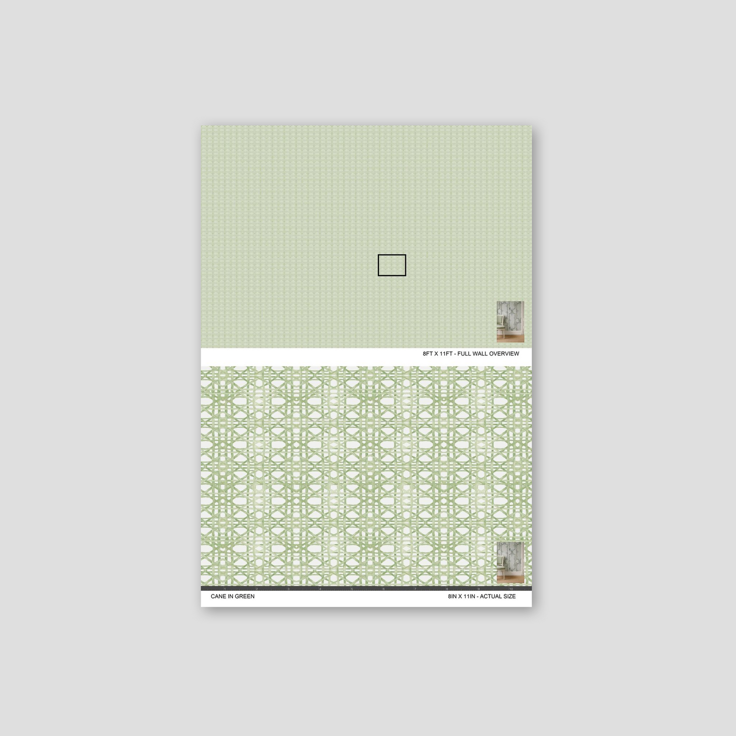 Green lattice pattern wallpaper sample with geometric design.