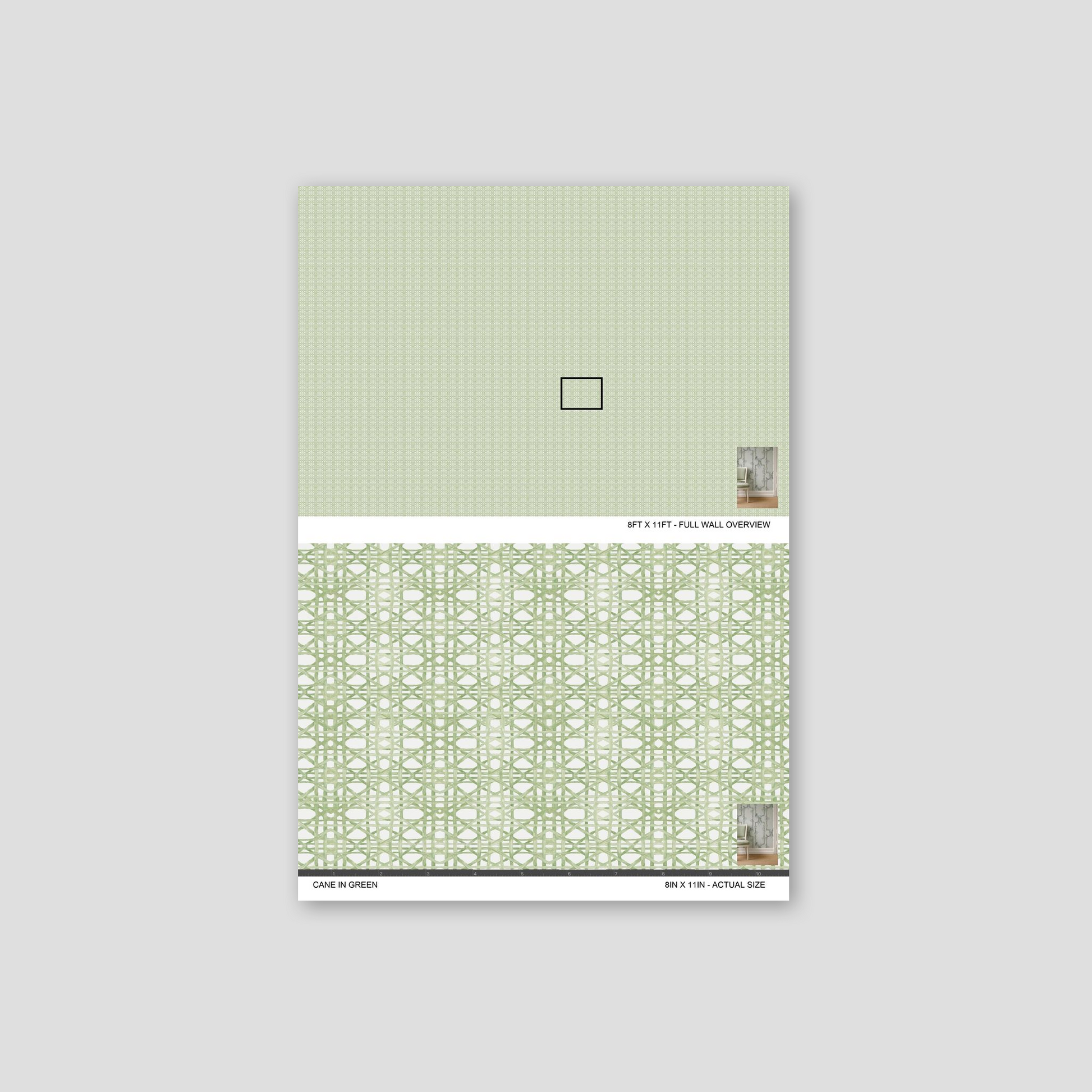 Green lattice pattern wallpaper sample with geometric design.
