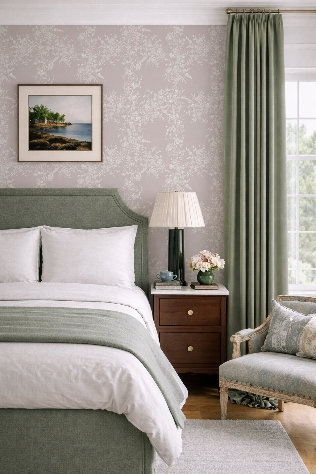 Sun Room Wallpaper | Climbing Floral Vine | Blush Monochrome | Melissa Dayton Wallpaper