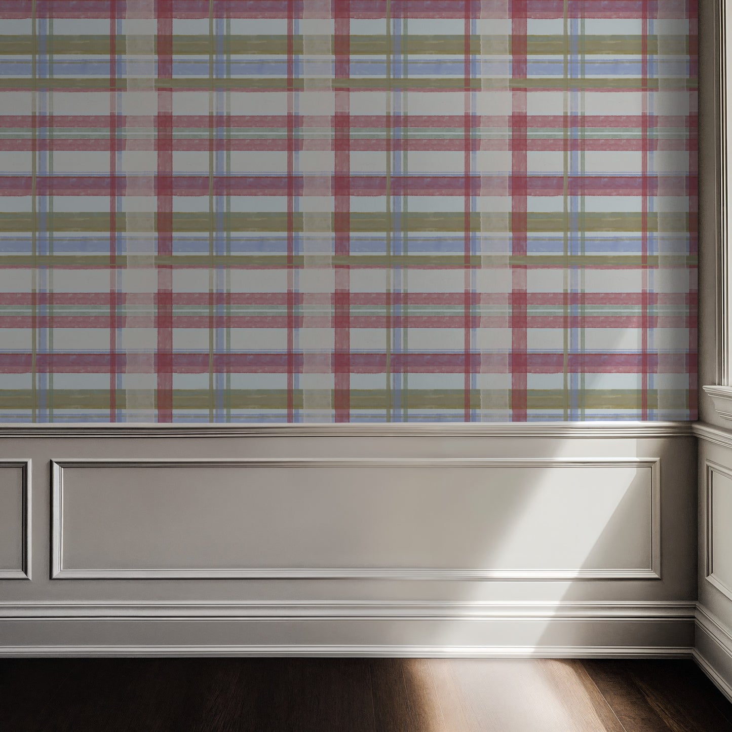 Cedar Point Madras — Coastal Cottage Plaid Wallpaper | Melissa Dayton Art Light Blue
