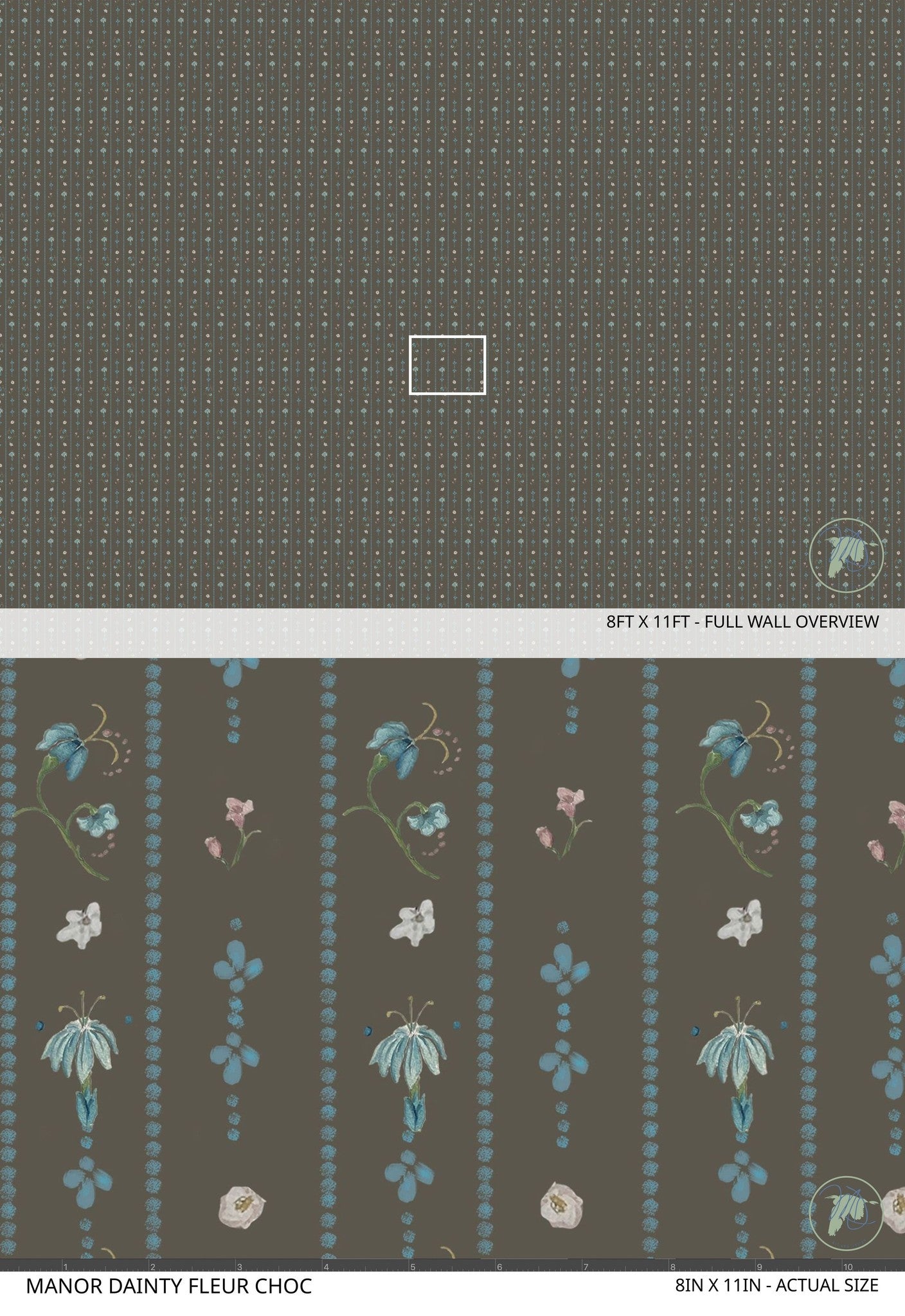 Floral wallpaper with delicate blooms on dark background, vintage style