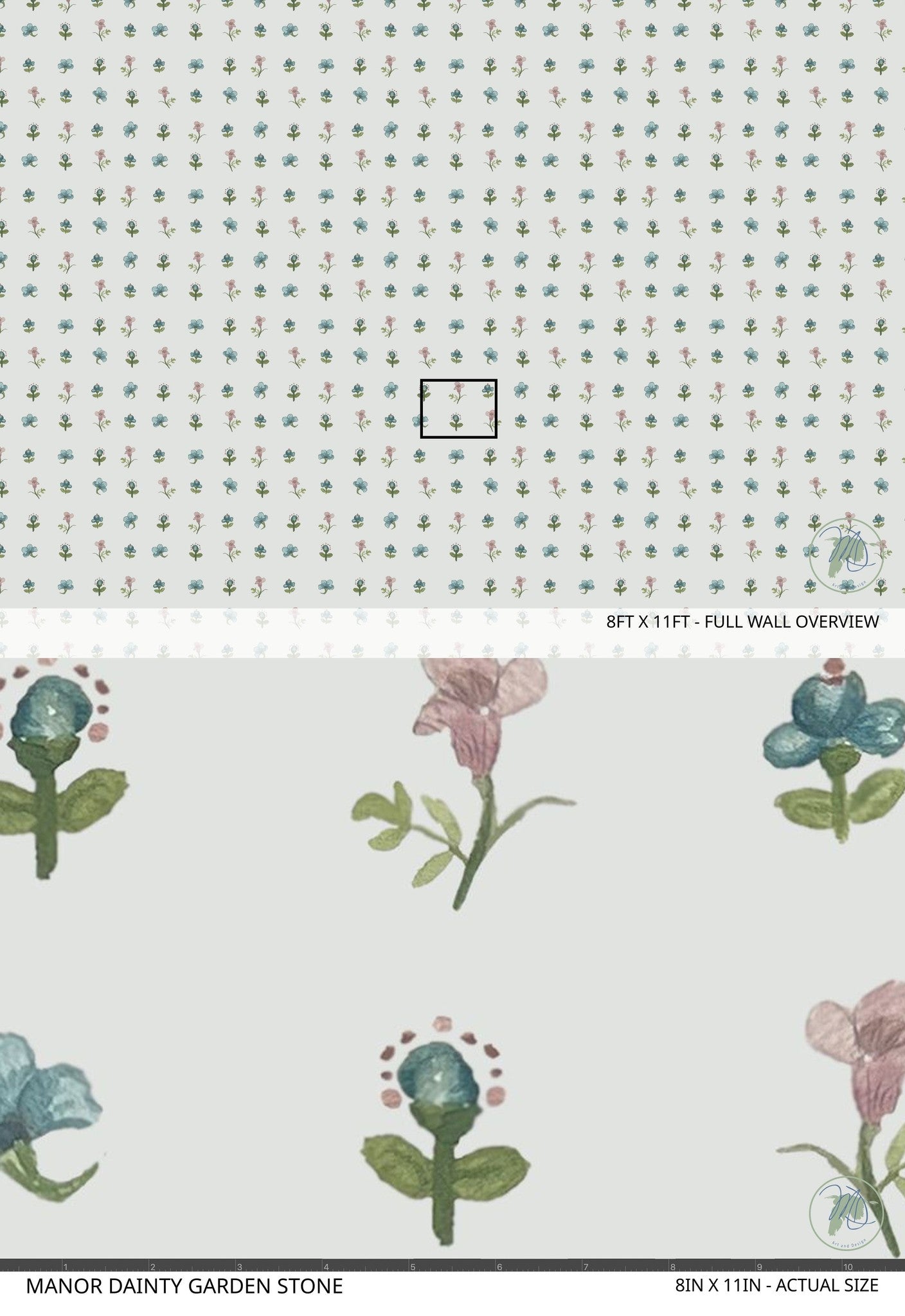 Manor Dainty Garden Stone wallpaper with delicate floral watercolor pattern.