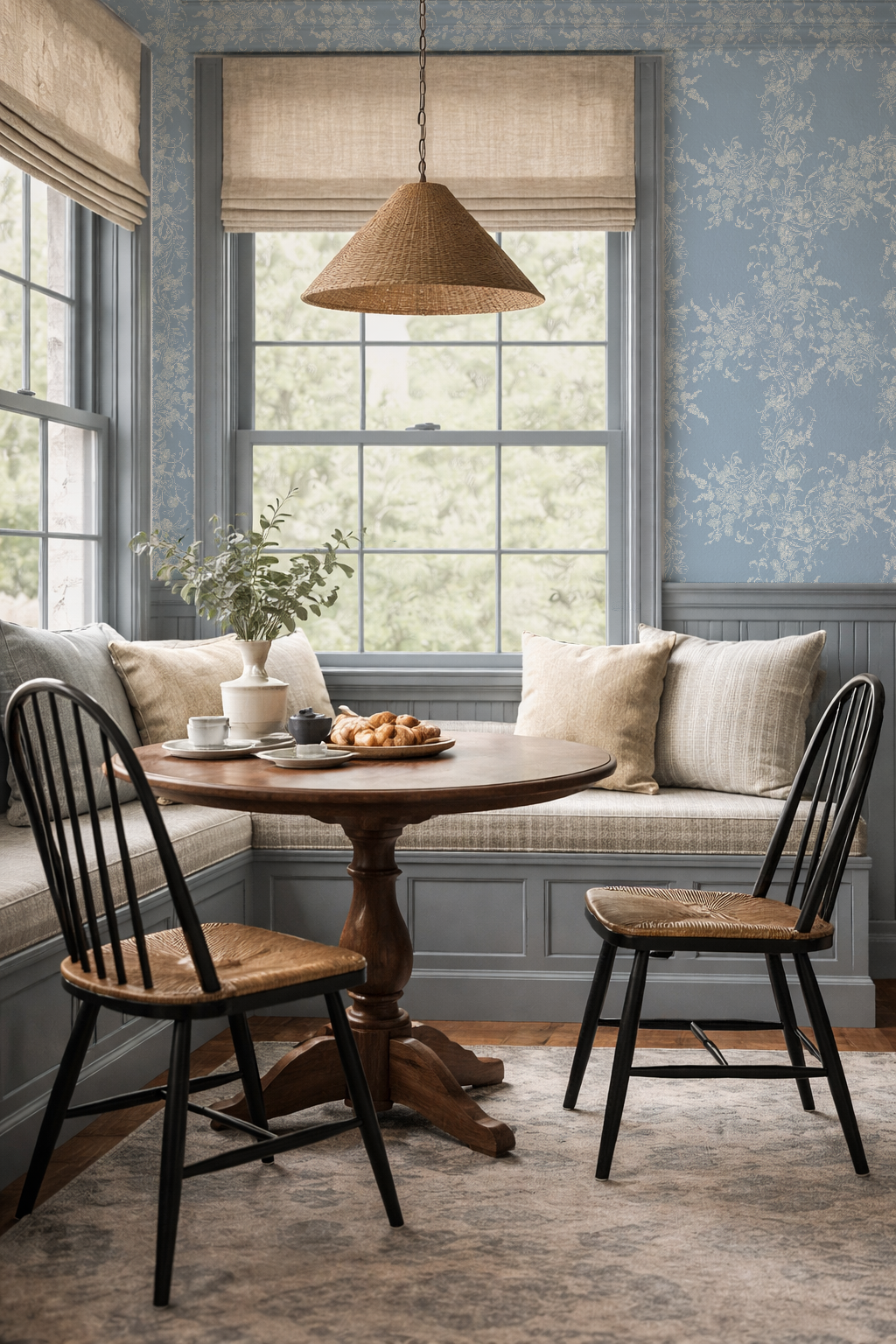Sun Room Wallpaper | Climbing Floral Vine | Blue Monochrome | Melissa Dayton Wallpaper