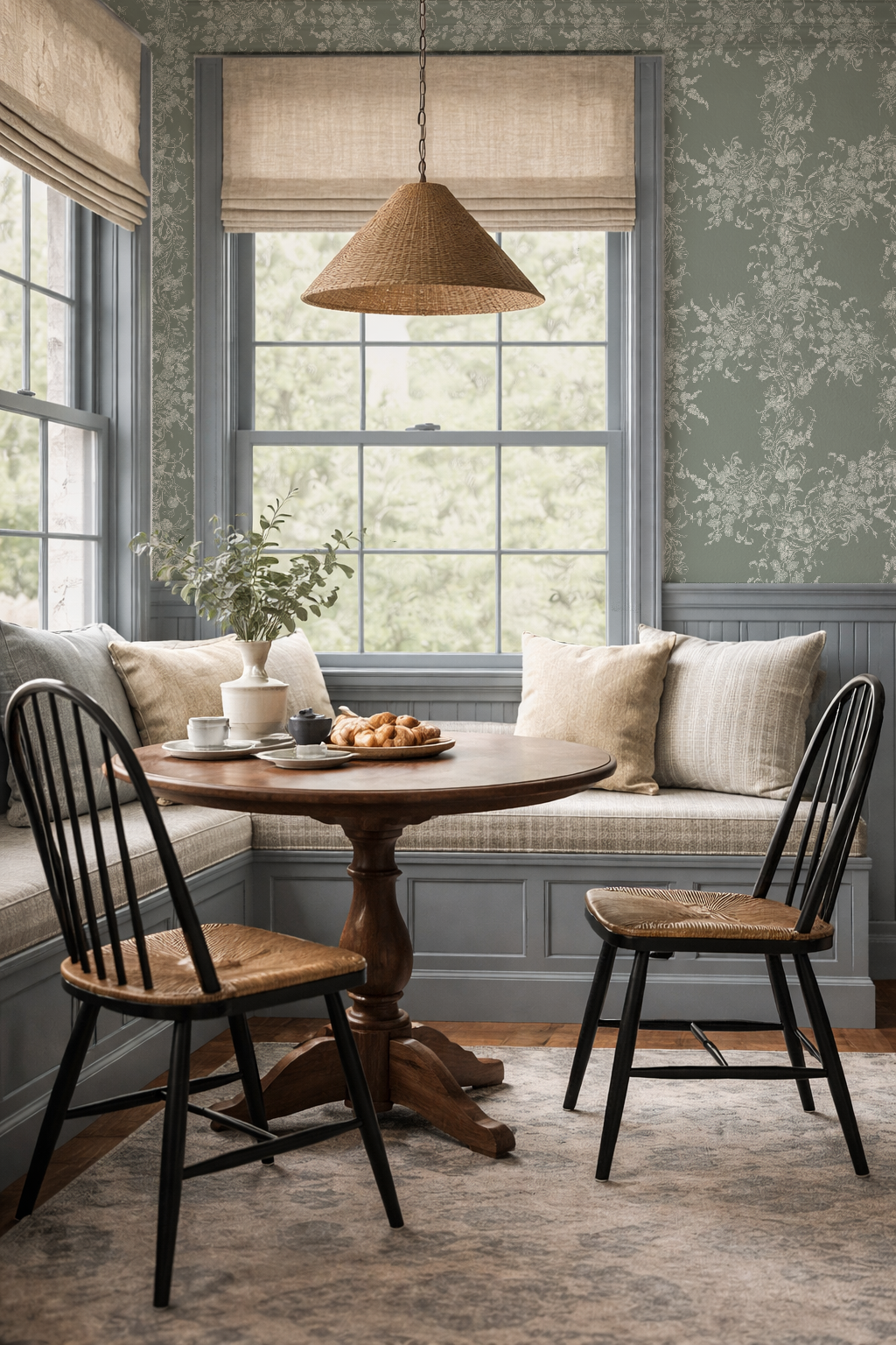Sun Room Wallpaper | Climbing Floral Vine | Mossy Green  Monochrome | Melissa Dayton Wallpaper