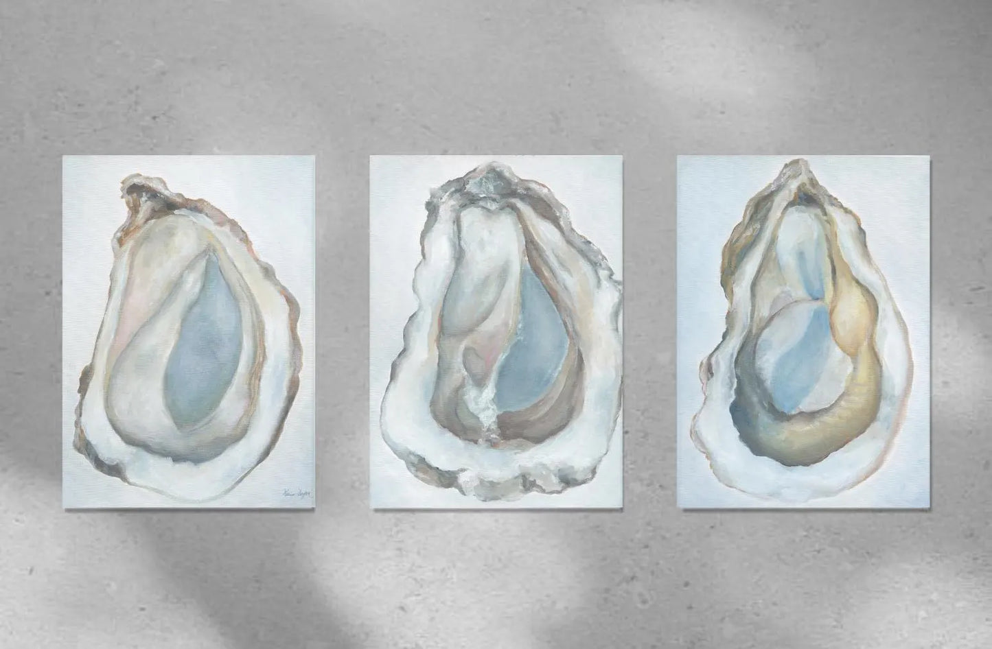 Oyster Triptych — Set of 3 Coastal Oyster Art Prints | Oil Painting | Melissa Dayton