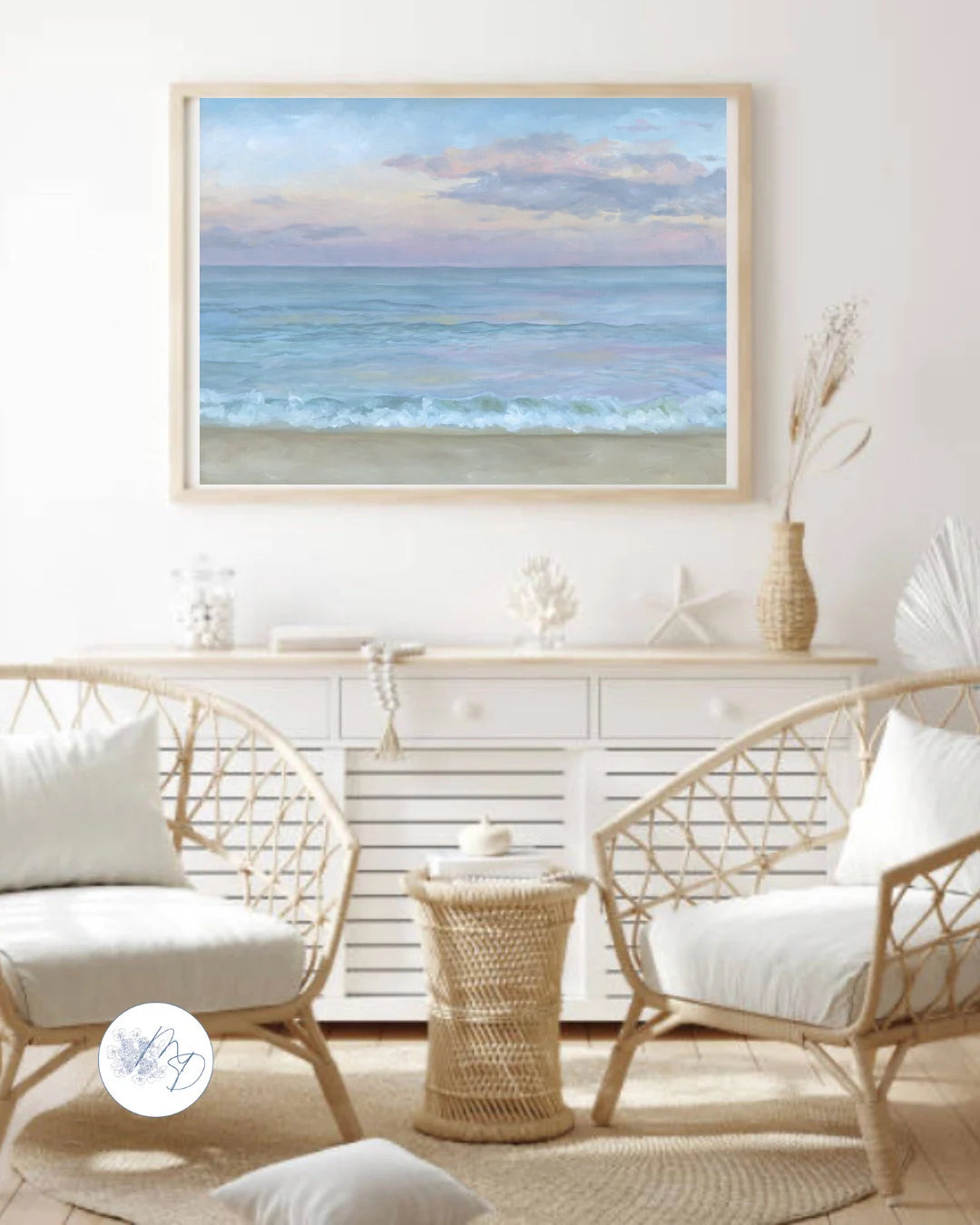 Pink Sky Seascape — Spring Lake Fine Art Print | Coastal Oil Painting Print