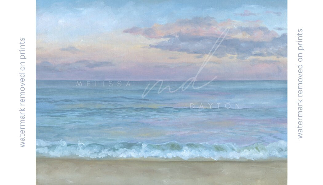 Pink Sky Seascape — Spring Lake Fine Art Print | Coastal Oil Painting Print