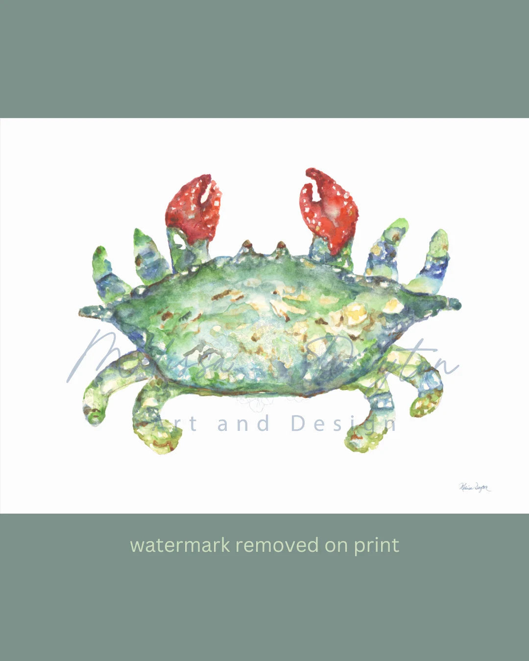 Red Claw Crab Watercolor Print | Coastal Wall Art | Melissa Dayton