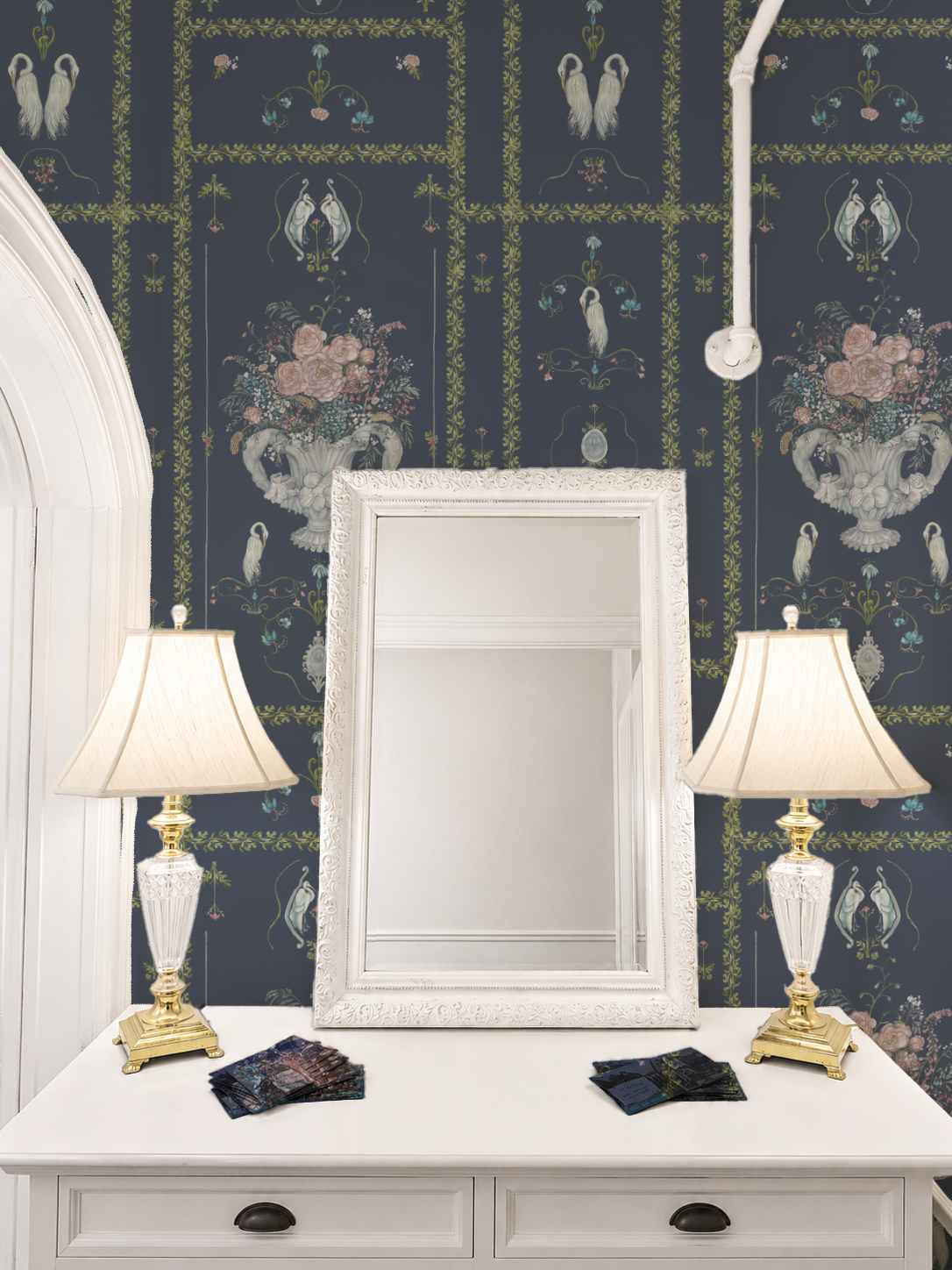 Navy Ink Manor Wallpaper — Spring Lake Community House Edition
