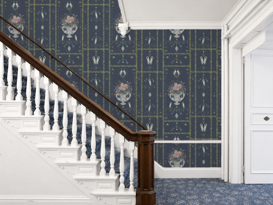 Navy Ink Manor Wallpaper — Spring Lake Community House Edition