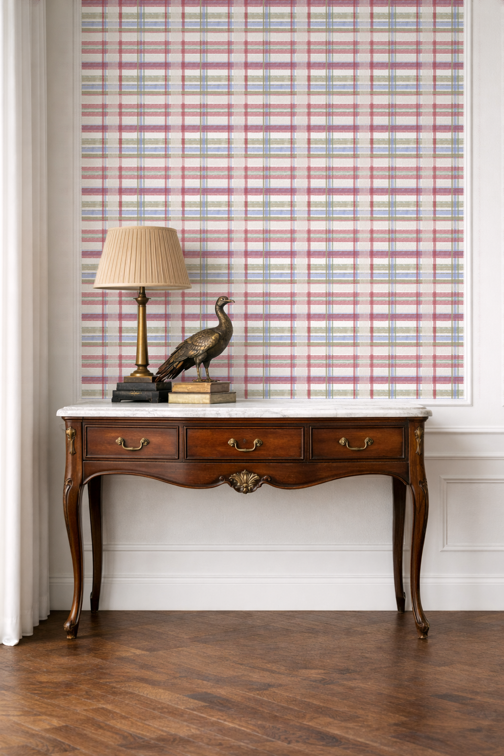 Cedar Point Madras — Coastal Cottage Plaid Wallpaper | Melissa Dayton Art Light Blue