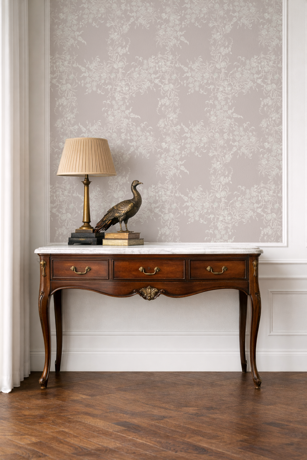 Sun Room Wallpaper | Climbing Floral Vine | Blush Monochrome | Melissa Dayton Wallpaper