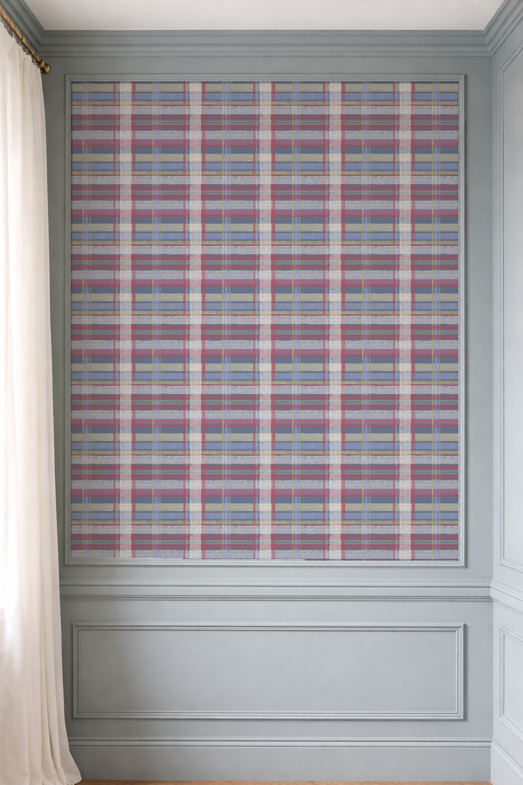 Cedar Point Madras — Coastal Cottage Plaid Wallpaper | Melissa Dayton Art Navy