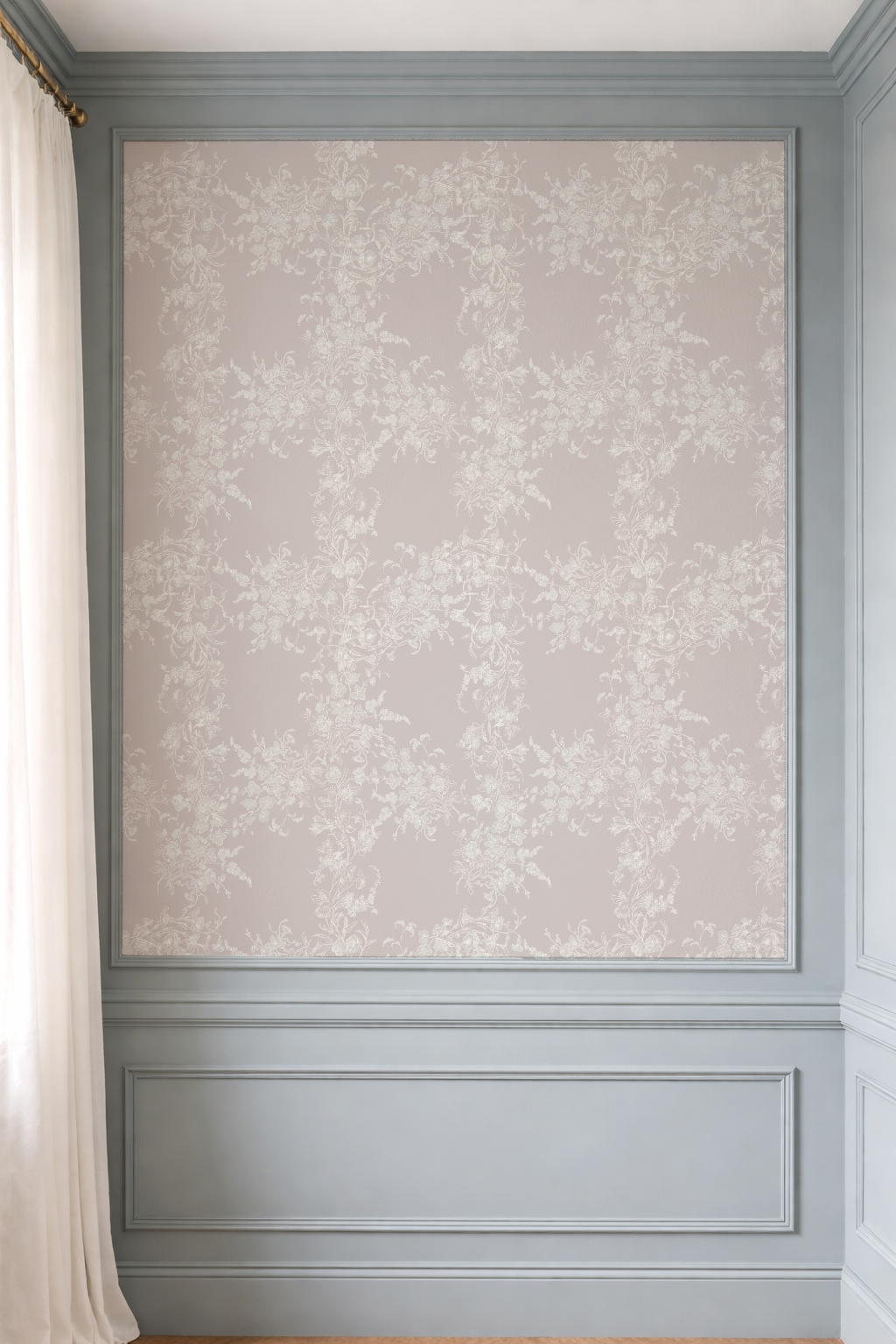 Sun Room Wallpaper | Climbing Floral Vine | Blush Monochrome | Melissa Dayton Wallpaper