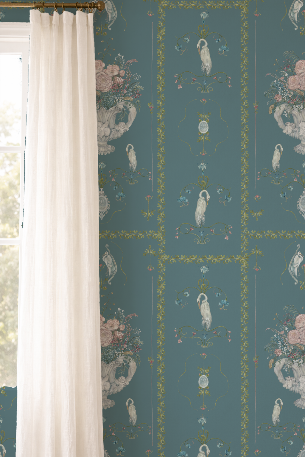 Crathes Urn Wallpaper Peacock